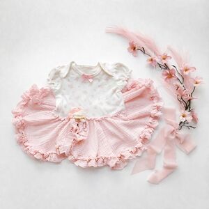 One of a Kind Skirted Romper / Onesie, Baby Girl Dress, Size 6-9 Months